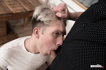 Blonde boy getting fucked on a table