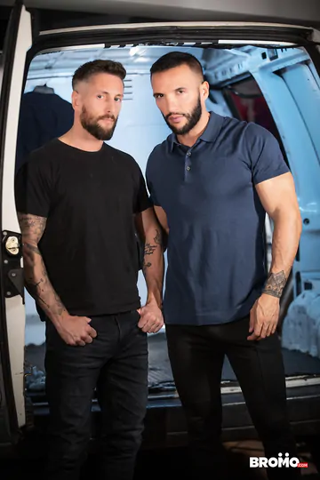 Hunks in the back of a van fucking