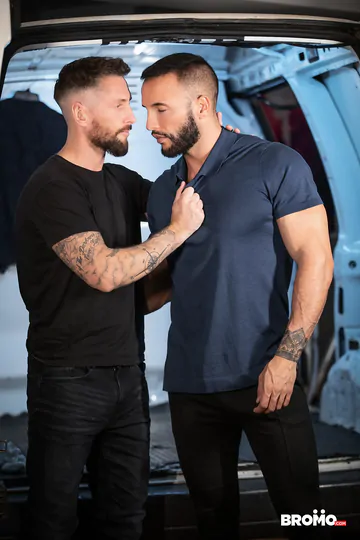 Hunks in the back of a van fucking