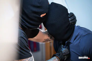 Hunks in the back of a van fucking