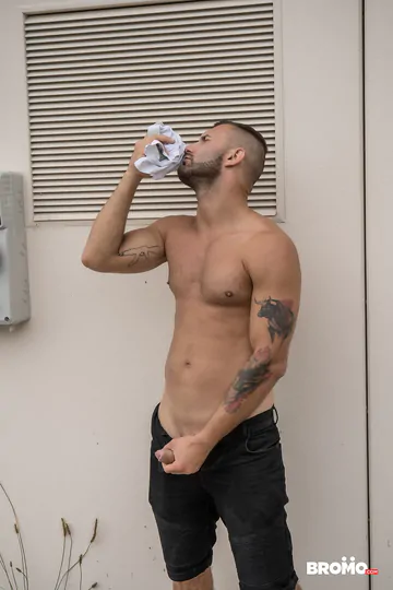 Two guys having sex outside