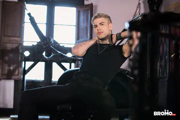 Sexy blonde tattooed guy fucking