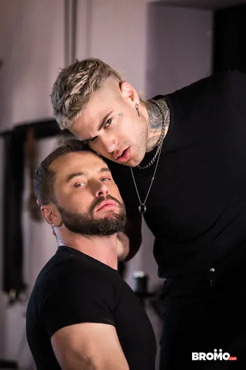 Sexy blonde tattooed guy fucking