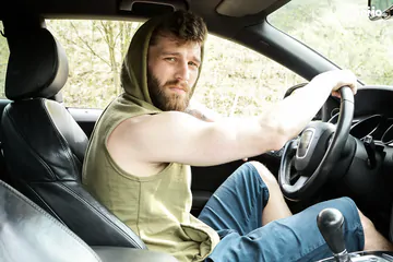 Hot guy getting fucked in a trunk