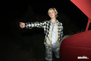 White trash fucking by a van