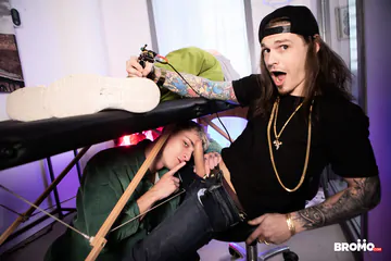 Guys in a tattoo parlour fucking