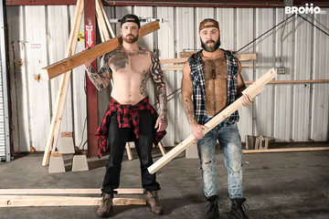 Rugged men in a warehouse fucking