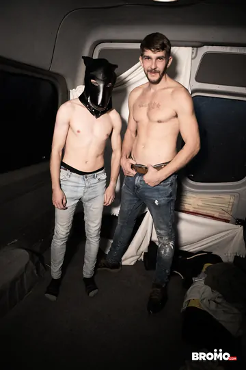 Kinky guys in the back of a van