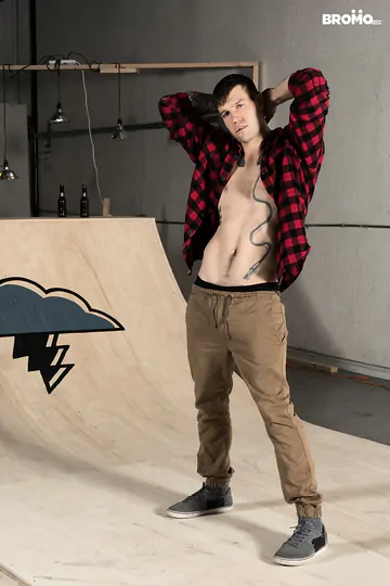 Two men on a skate ramp fucking