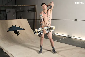 Two men on a skate ramp fucking