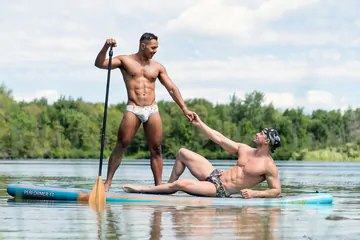 Guys on a lake having sex