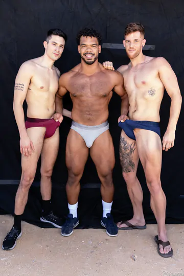 Three guys fucking outdoors