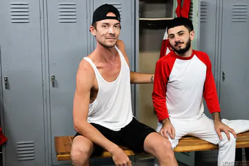 Hairy guy fucking in the locker room