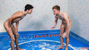 Soaped up gay boys fucking