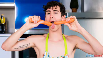 Threesome boys in the kitchen