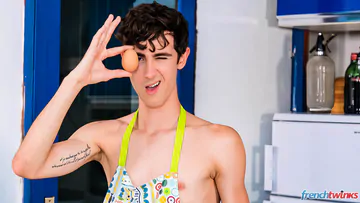 Threesome boys in the kitchen