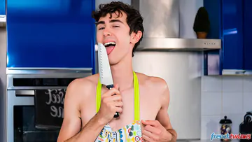 Threesome boys in the kitchen