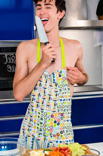 Threesome boys in the kitchen