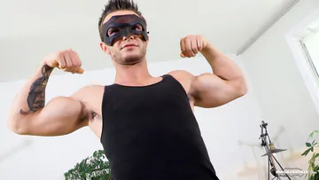 Masked fit dude having a wank