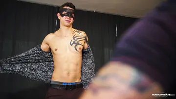 Masked jock getting a blowjob