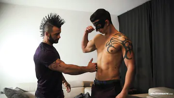 Masked jock getting a blowjob