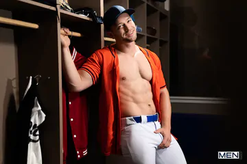 Baseball guys in the locker room