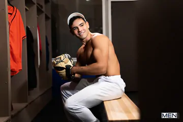 Baseball guys in the locker room