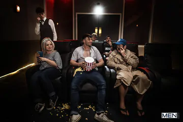 Threesome fucking in the cinema