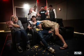 Threesome fucking in the cinema