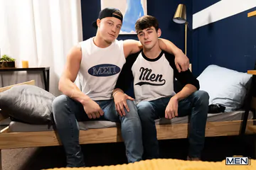 Hot blonde stud fucking a twink