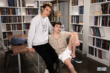 Twinks in a library fucking