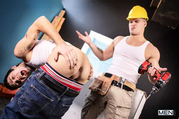 Construction guys in a threesome