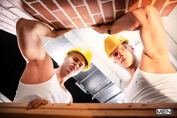 Construction guys in a threesome