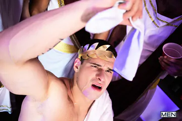 Toga party guys having sex