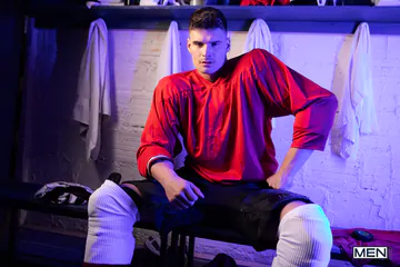 Hockey guys having a threesome