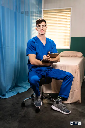 Guys at a hospital having a threesome