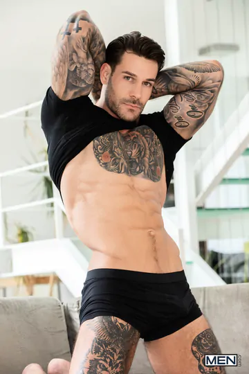 Bearded guy getting big cock fucked