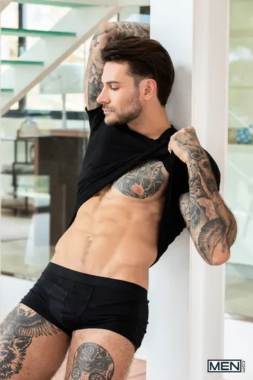 Bearded guy getting big cock fucked