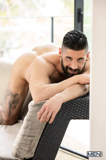 Bearded guy getting big cock fucked