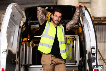 Gays in a van having sex