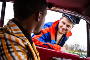 Four guys fucking in a garage