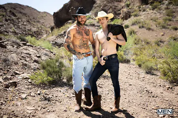 Horny cowboys fucking outdoors