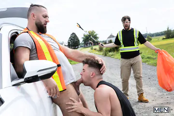 Gays fucking in the trunk