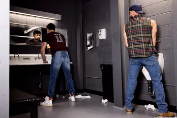 Gays fucking in a public restroom