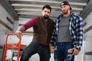 Men in a moving van fucking