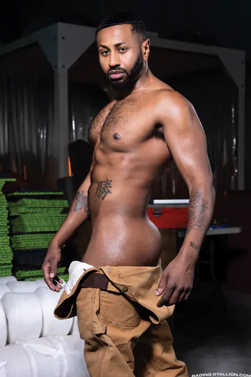 Men in a factory having sex