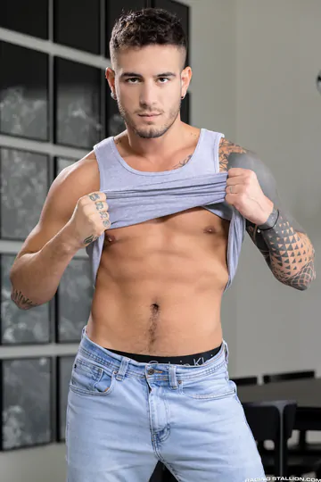 Gay men having a threesome