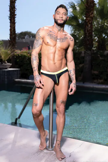 Muscular tattooed men having sex