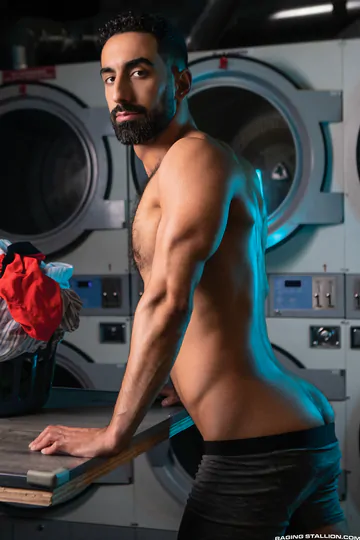 Gay men fucking in the laundry