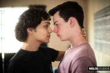 Cute curly boy getting boned